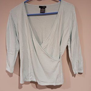 Light blue long sleeve deep vneck shirt